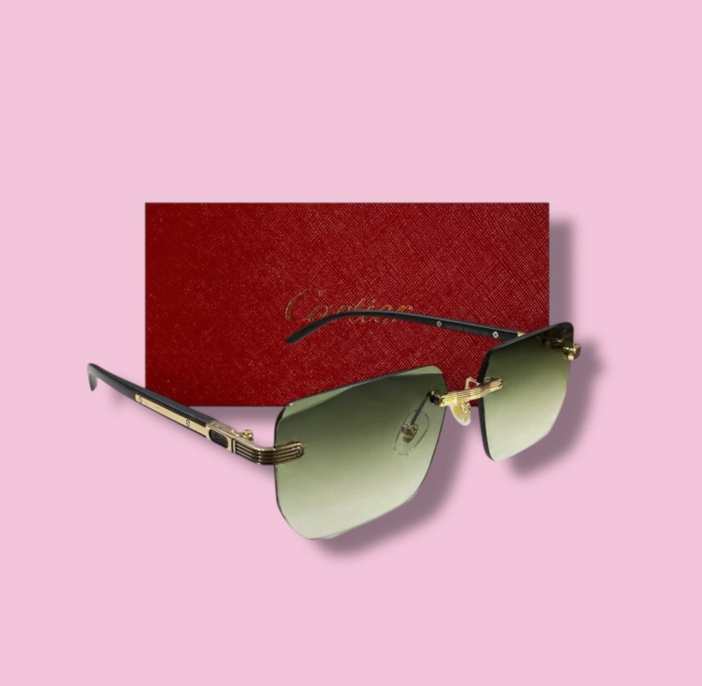 Cartier Luxury Rimless Women Sunglasses - Green