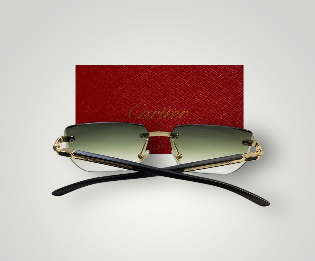 Cartier Luxury Rimless Women Sunglasses - Green
