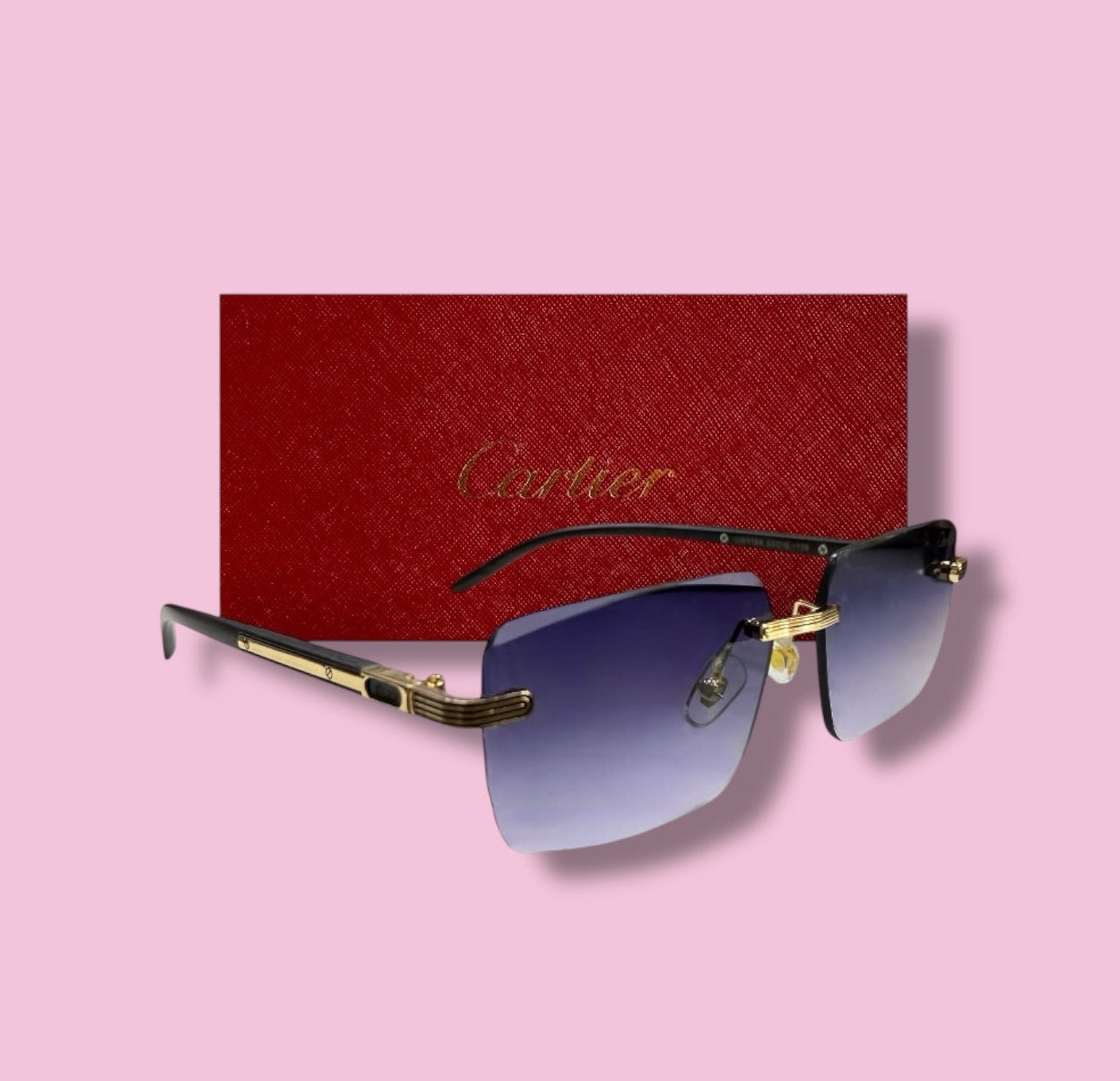 Cartier Luxury Rimless Women Sunglasses - Purple