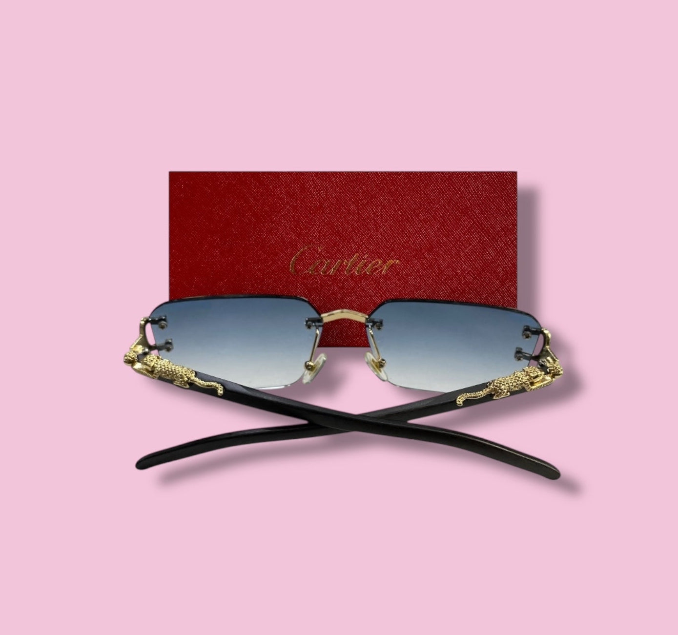 Premium Cartier Rimless Women Sunglasses - Sky Blue