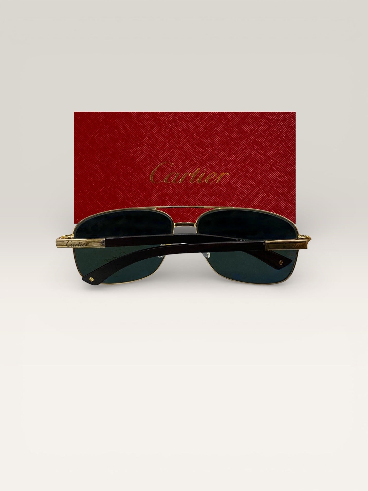 Cartier France - Premium Golden Sunglasses Unisex - Black