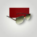Cartier rimless men's sunglasses with green gradient lenses and gold-tone metal details  