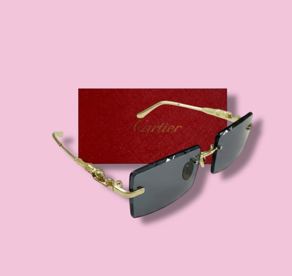 Cartier Women Gold Frame Sunglasses - Blue