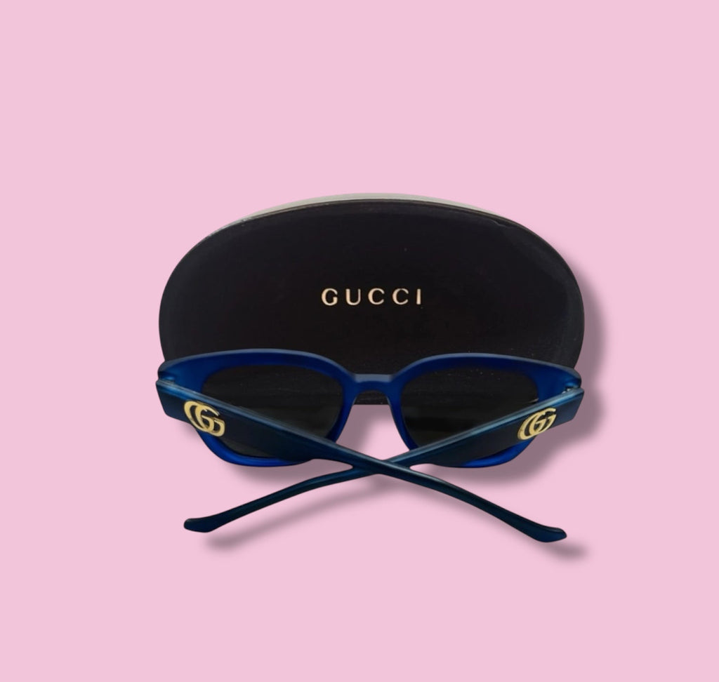 Gucci Italy - Polarized Rectangle Blue Sunglasses Women - Black