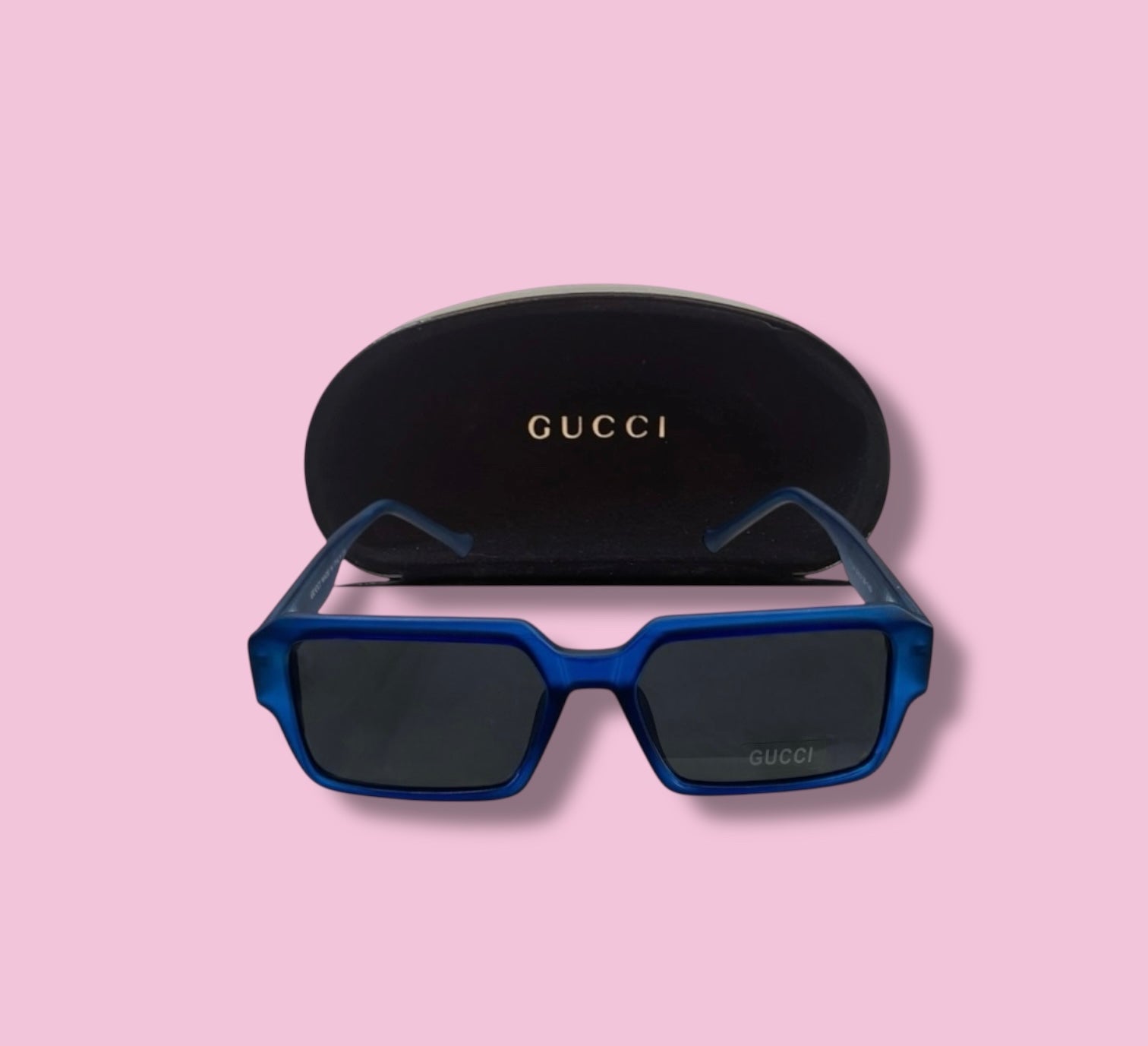 Gucci Italy - Polarized Rectangle Blue Sunglasses Women - Black