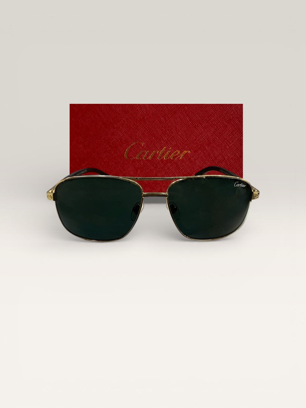 Cartier France - Premium Golden Sunglasses Unisex - Black