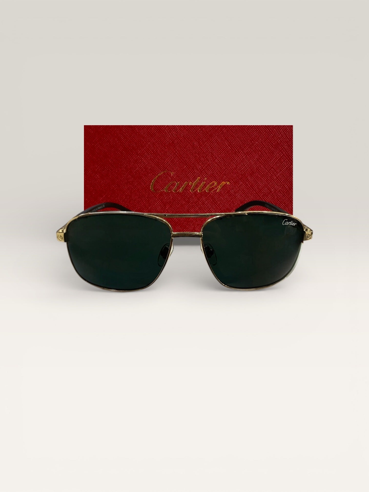 Cartier France - Premium Golden Sunglasses Unisex - Black