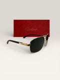 Cartier France - Premium Golden Sunglasses Unisex - Black