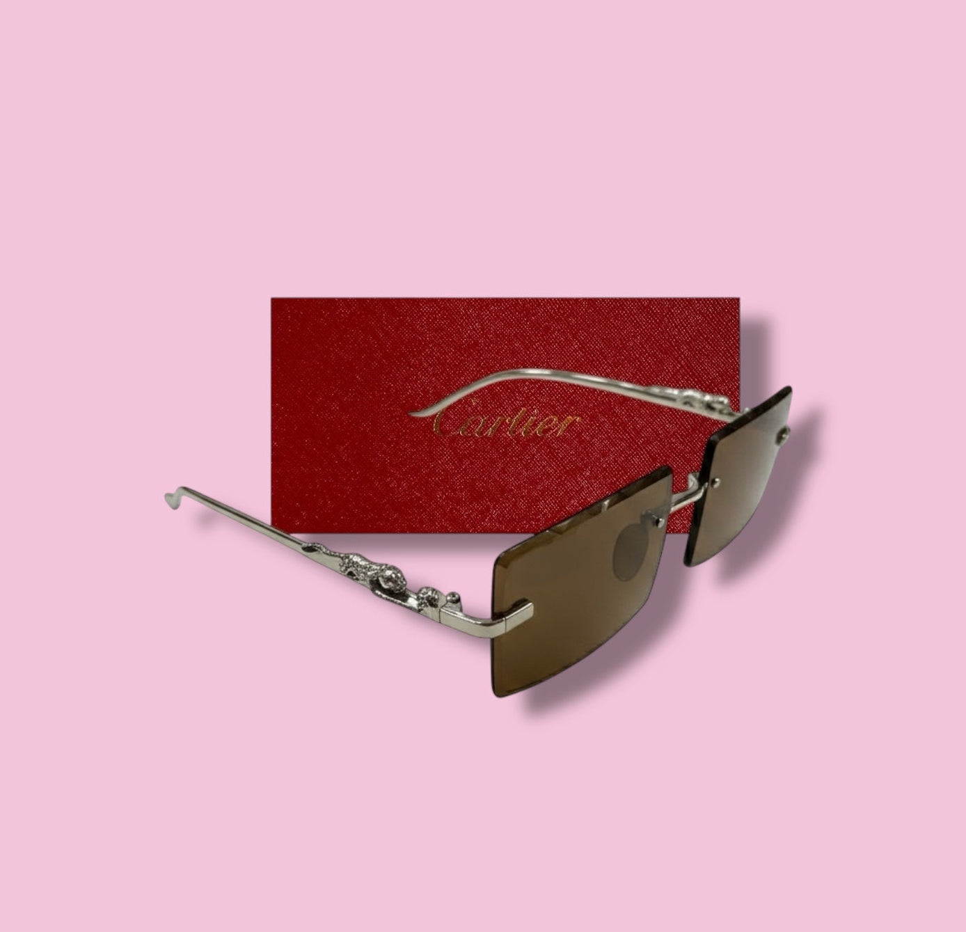 Cartier Women Silver Frame Sunglasses - Brown