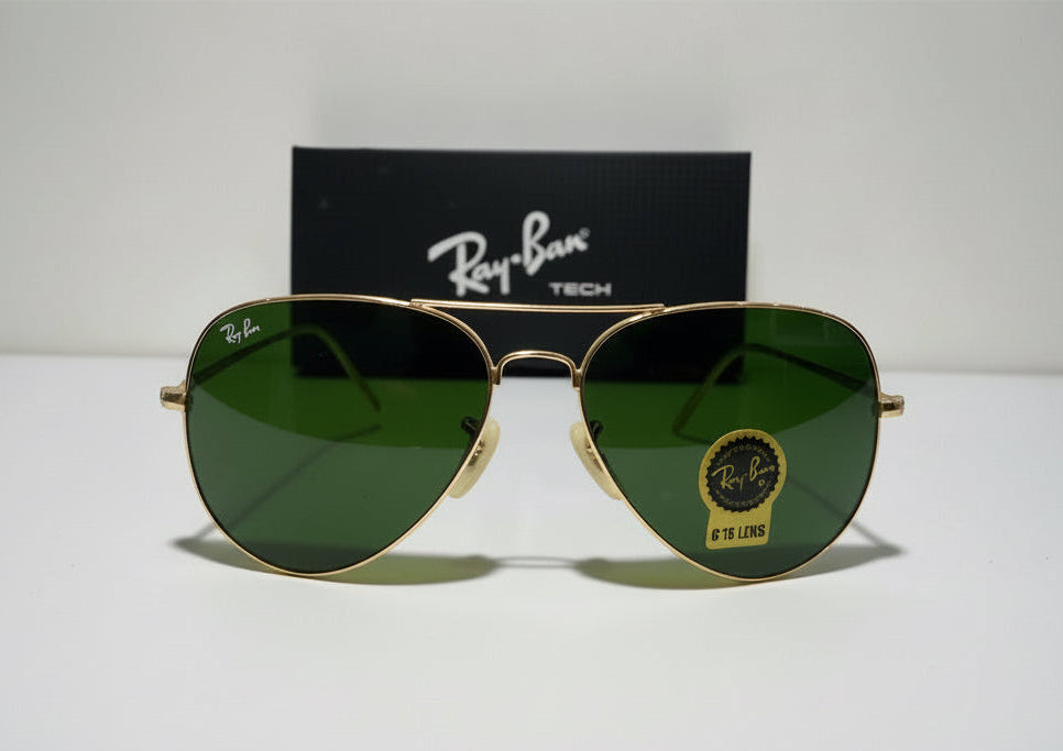 RayBan Aviator RB 3025 Luxery Golden Sunglasses Men - Green