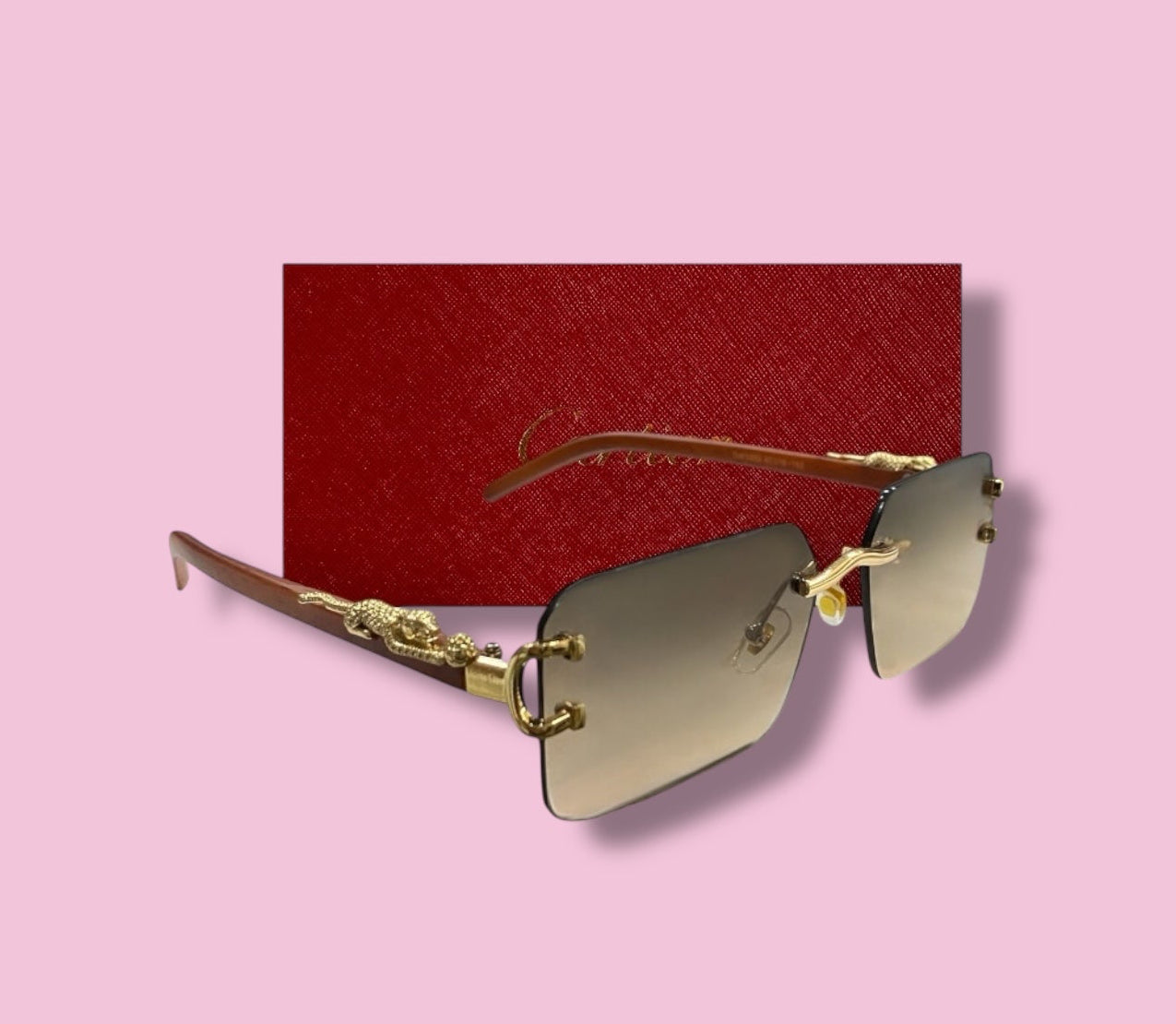 Premium Cartier Rimless Women Sunglasses - Brown